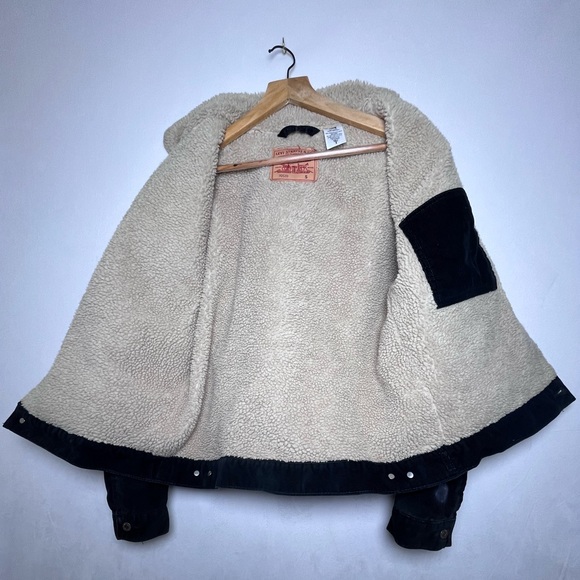 Levi’s Men’s Trucker Jacket/Coat Sherpa Lined Blk Corduroy Size S 70520 Vintage - Picture 3 of 6